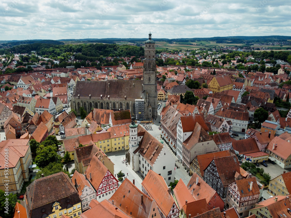 Aerial view of an ancient German city