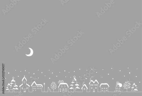 冬の町並みとサンタクロース