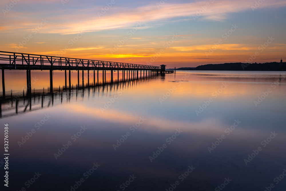 Pier in Harrislee, Flensburg, Baltic Sea at sunrise Pier in Harrislee, Flensburg, Baltic Sea at sunrise