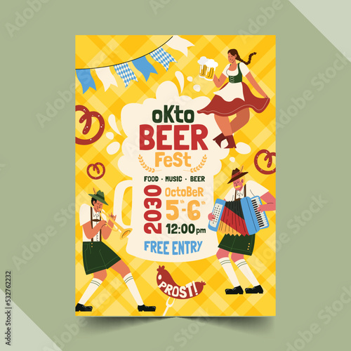 oktoberfest vertical flyer template vector design illustration