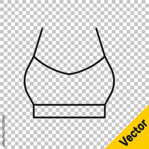 Black line Female crop top icon isolated on transparent background. Undershirt. Vector