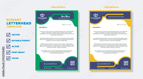 modern letterhead template for business company stationery design with A4 sheet vector format and editable layout in modern color