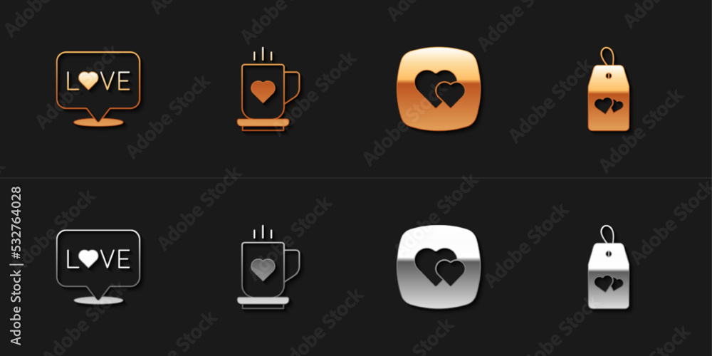 Set Love text, Coffee cup and heart, Heart and Please do not disturb with icon. Vector Set Love text, Coffee cup and heart, Heart and Please do not disturb with icon. Vector