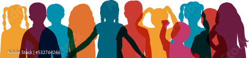 children portrait colorful silhouette isolated