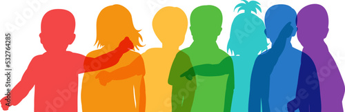 children portrait colorful silhouette isolated vector