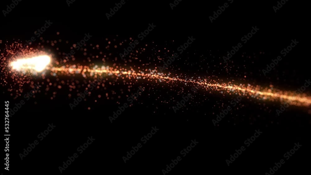 Fire Power Meteor Trailer In 3d Space Fx/ 4k animation of a powerful fire comet trail following curved path in 3d space with speed explosion wave effect, fluid distortion and smoke turbulence effects