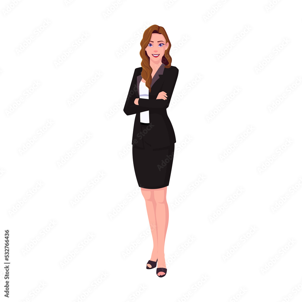 Woman In Black Suit Standing Arms Crossed
Woman In Black Suit Standing Arms Crossed