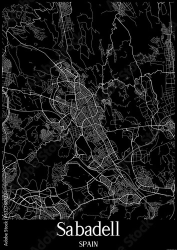 Black and White city map poster of Sabadell Spain. photo