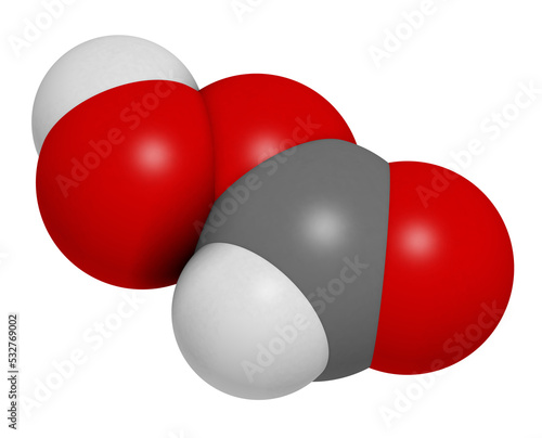 Performic acid (PFA) disinfectant molecule. 3D rendering.  Used as disinfectant and sterilizer. photo