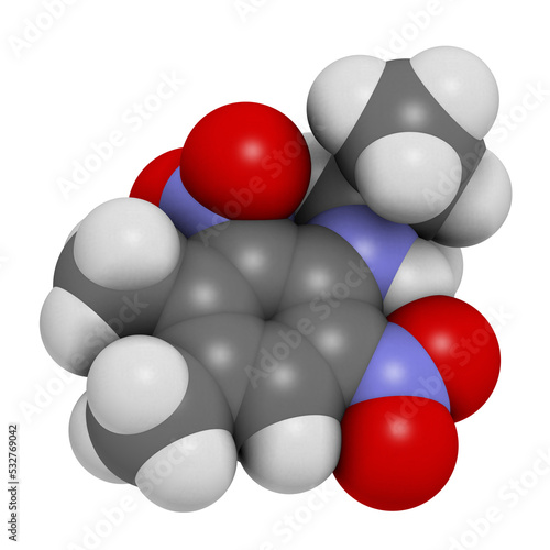 Pendimethalin herbicide molecule  3D rendering.