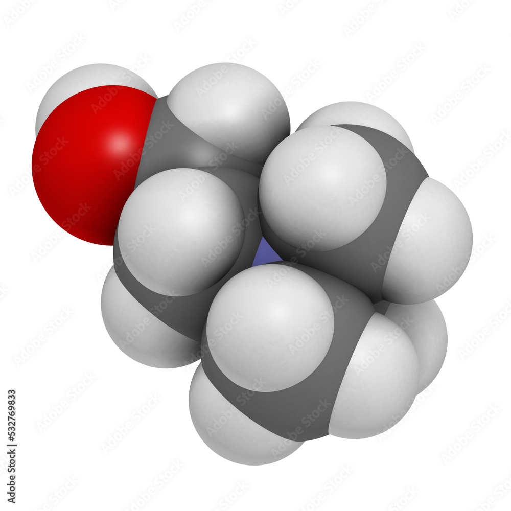 Choline essential nutrient molecule, 3D rendering. Choline essential nutrient molecule, 3D rendering.