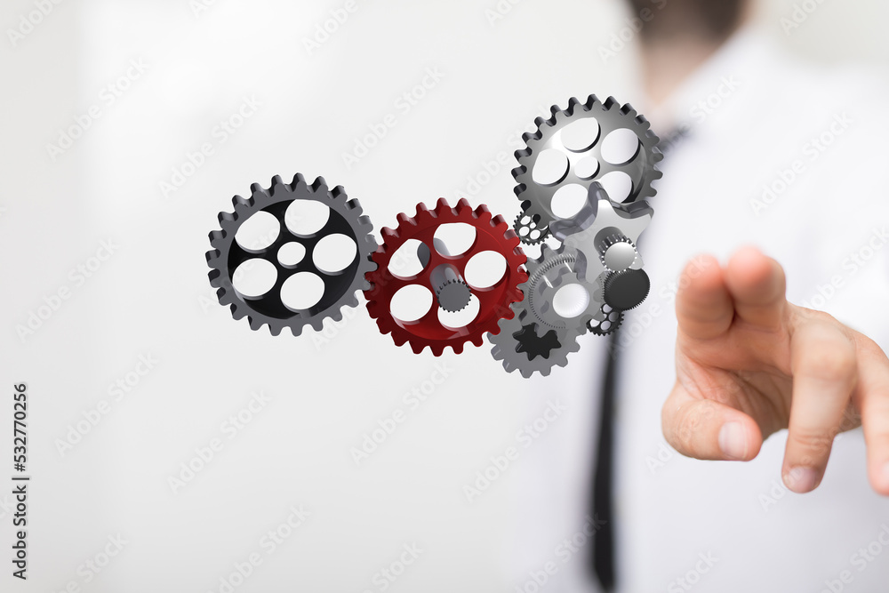 gear Futuristic in Industry 4.0 and business virtual diagram gear Futuristic in Industry 4.0 and business virtual diagram
