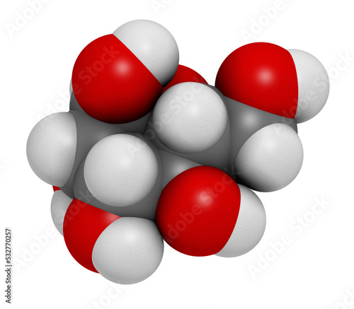 Mannose (D-mannose) sugar molecule. 3D rendering. Epimer of glucose.