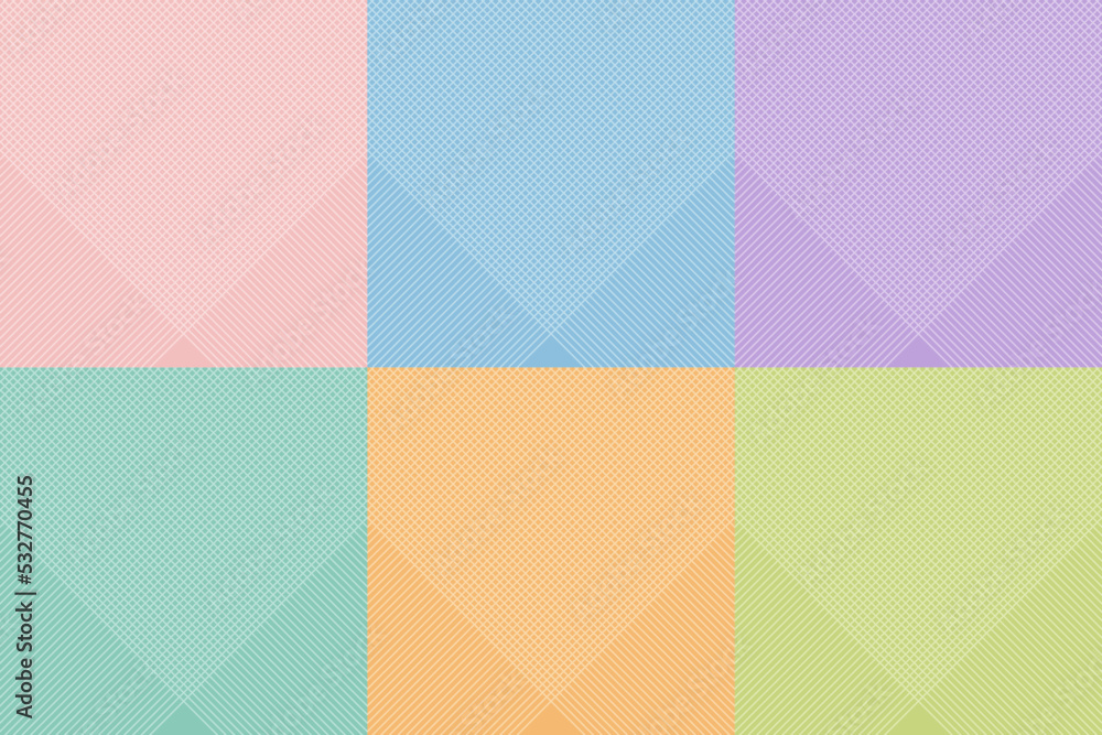 Set of modern abstract lines grid  pattern on pastels colors background