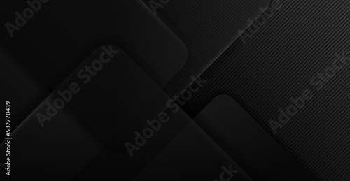 Abstract elegant banner web black square rounded transparency overlapping layered on dark background luxury style