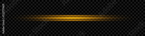 Abstract stylish light effect on transparent background. Golden glowing neon line. Golden glowing dust and glare. Flash Light. luminous