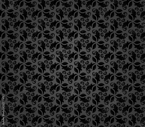 Obraz na płótnie Floral vector ornament. Seamless abstract classic dark background with flowers. Pattern with repeating floral elements. Ornament for wallpaper and packaging w salonie