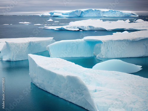 icebergs floating in the Antarctic ocean