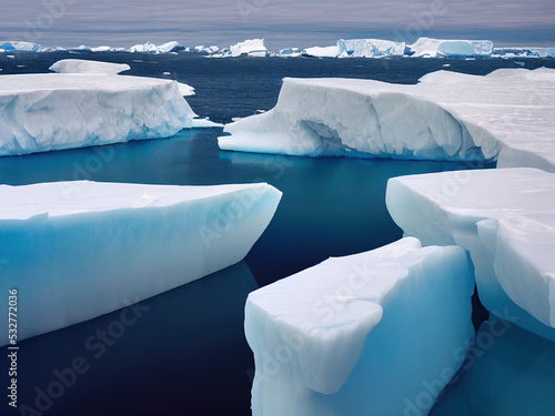icebergs floating in the Antarctic ocean