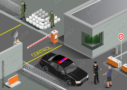 Isometric project of the post of the military zone