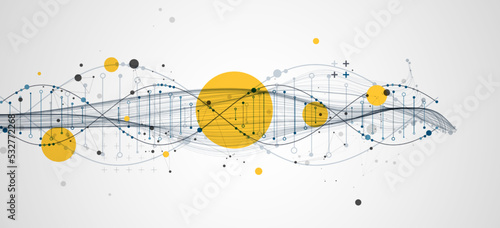 Abstract DNA background with plexus effect. Scientific and technological concept.