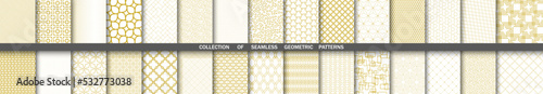 Set of vector seamless geometric patterns for your designs and backgrounds. Geometric golden and white ornament. Modern ornaments with repeating elements