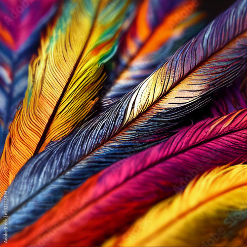 fairy birds of multi-colored feathers as a background