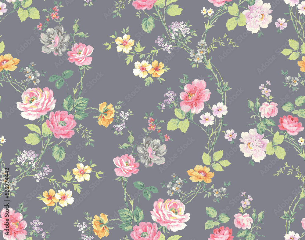 Classic Popular Flower Seamless pattern background.Perfect for wallpaper, fabric design, wrapping paper, surface textures, digital paper. Classic Popular Flower Seamless pattern background.Perfect for wallpaper, fabric design, wrapping paper, surface textures, digital paper.