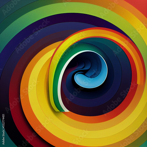 Rainbow Curve Circles Abstract Background Layers