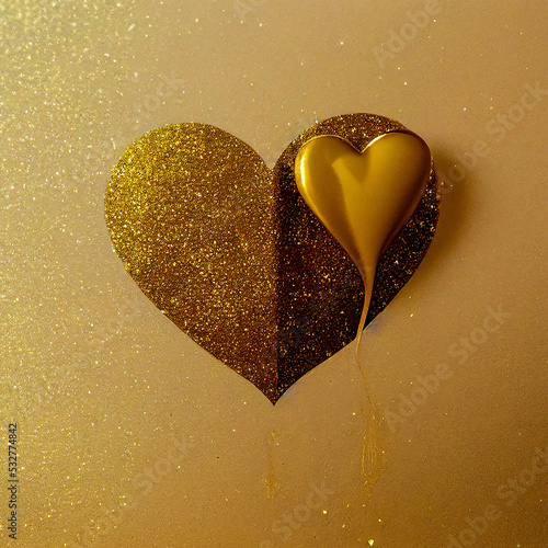 Valentine's Day, Mother's Day, Golden Heart and glitter, flyer, poster, banner  