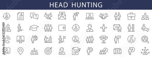 Headhunting thin line icons set. Headhunting editable stroke icons. Business icons. Vector illustration