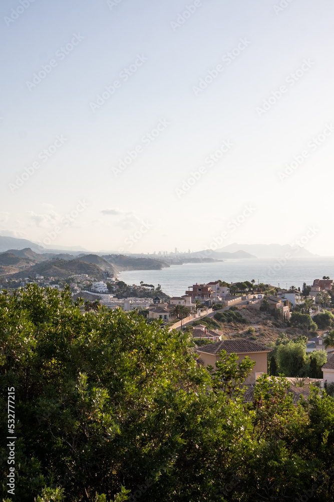 Fototapeta premium Cliffs in the Mediterranean Sea in the south of Spain. White coast Spain. Valencian Community