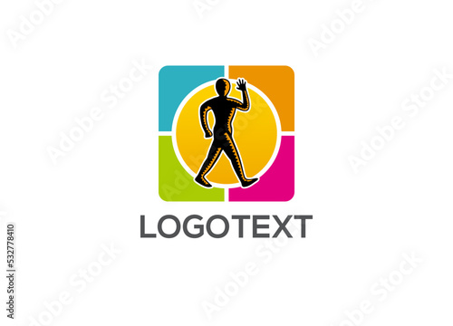 Brisk Walk Man silhouette illustration logo design [vector]