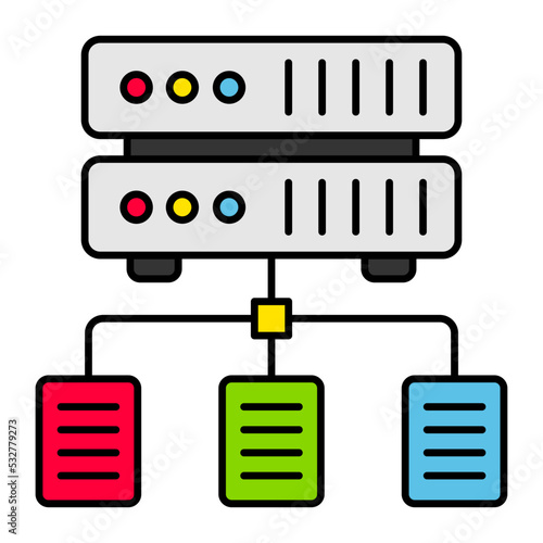 Clustered file system vector color icon design, Big data Symbol, Business intelligence Sign,Web hosting and Data Center Stock Illustration, OLAP data cubes Concept
