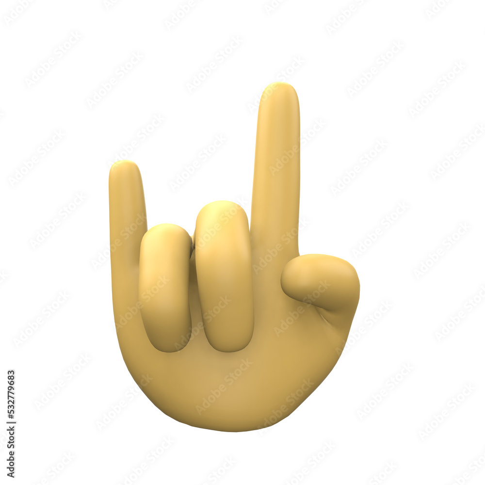 3D Illustration of hand sign emoticon on Transparent PNG Background. 3D