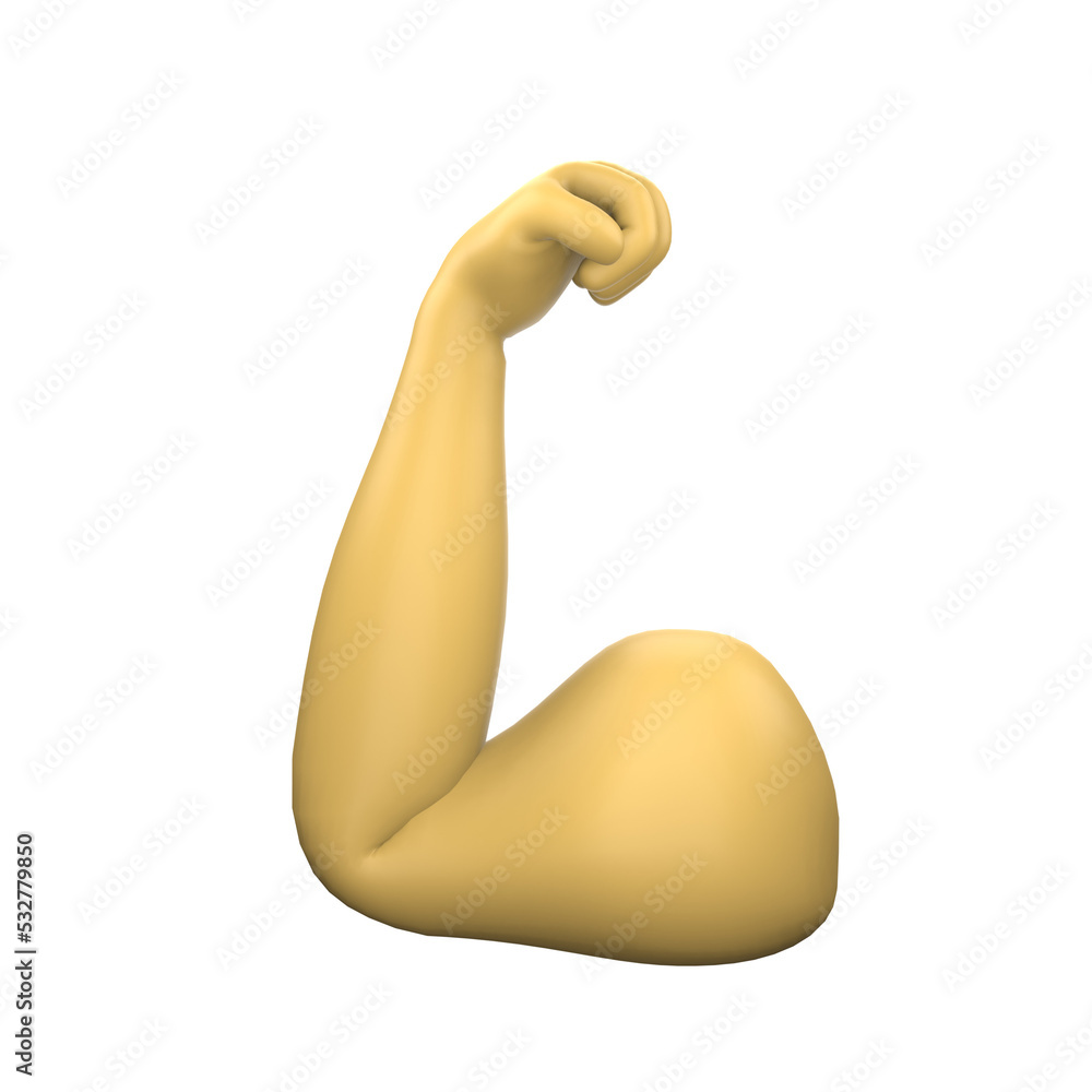 3D Illustration of hand sign emoticon on Transparent PNG Background. 3D Biceps hand emoticon. 3D Illustration of hand sign emoticon on Transparent PNG Background. 3D Biceps hand emoticon.