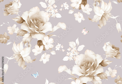 Classic Popular Flower Seamless pattern background.Perfect for wallpaper, fabric design, wrapping paper, surface textures, digital paper.