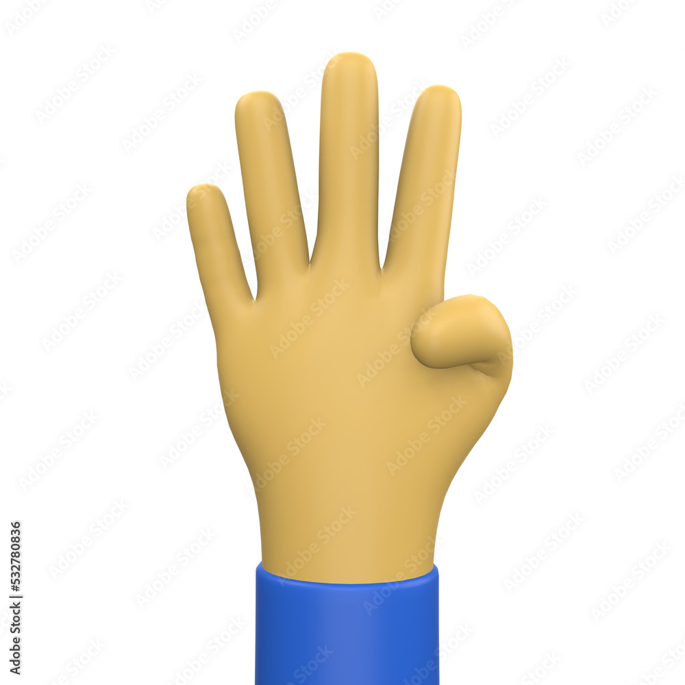 Obraz premium 3D Illustration of hand sign emoticon on Transparent PNG Background. 3D Fourth finger hand emoticon.