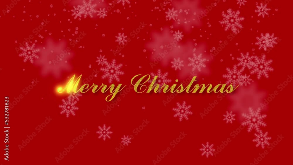 赤色背景に雪の結晶が舞う「MerryChristmas」文字入りアニメーション動画素材 赤色背景に雪の結晶が舞う「MerryChristmas」文字入りアニメーション動画素材