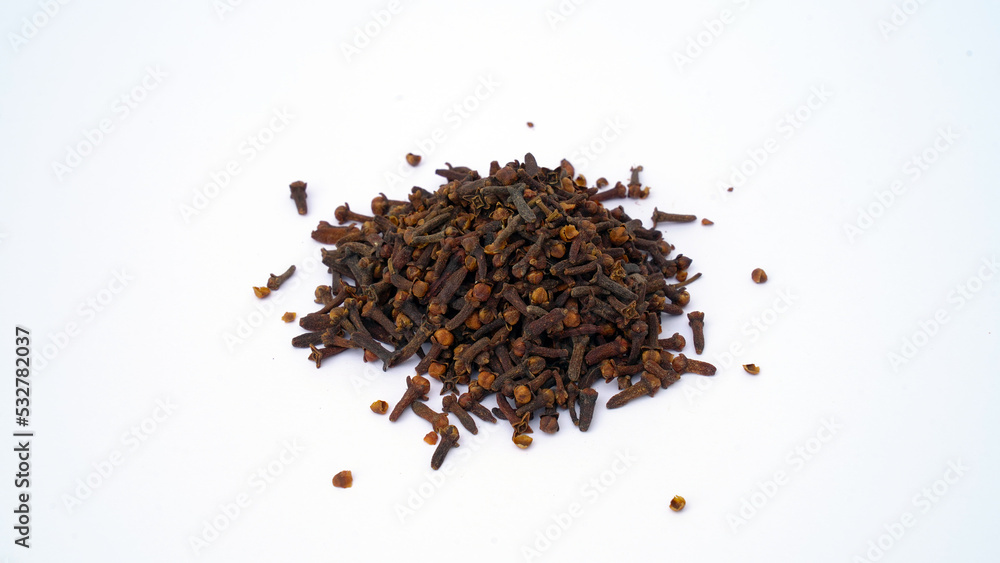 Spice cloves on white background. dried organic clove Spice cloves on white background. dried organic clove