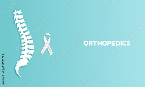Orthopedics with Back pain or spine injury on blue background.