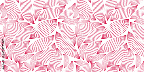 Luxury seamless floral pattern with striped leaves. Elegant abstract background