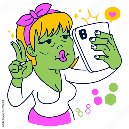 Woman making selfie with sm...
