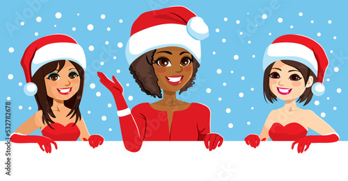 Three beautiful women weari...