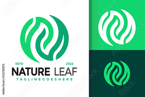 Circular N Letter Nature Leaf Logo Design, brand identity logos vector, modern logo, Logo Designs Vector Illustration Template