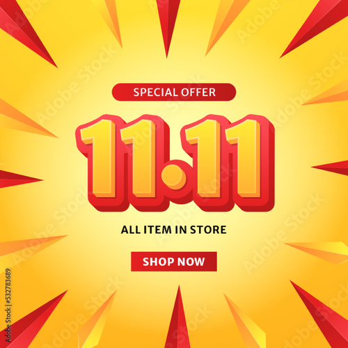 11 11 hot deal shopping day discount sale offer promotion flyer banner concept
