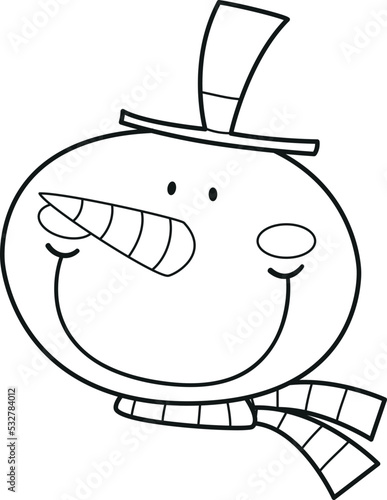 Cute head of a Snowman with a little hat and scarf, Christmas clipart
