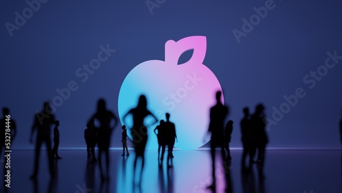 3d rendering people in front of symbol of apple on background