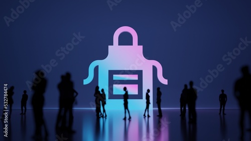3d rendering people in front of symbol of apron on background