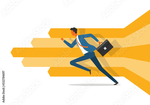 Vector illustration business competition concept and people businessman run competition with financial graph 